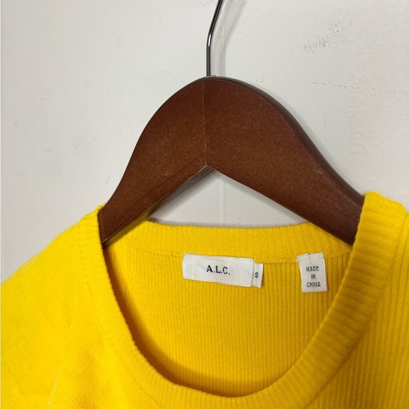 ALC yellow Malia knit sweater tank ruffle blouse top size SM - Picture 3 of 5
